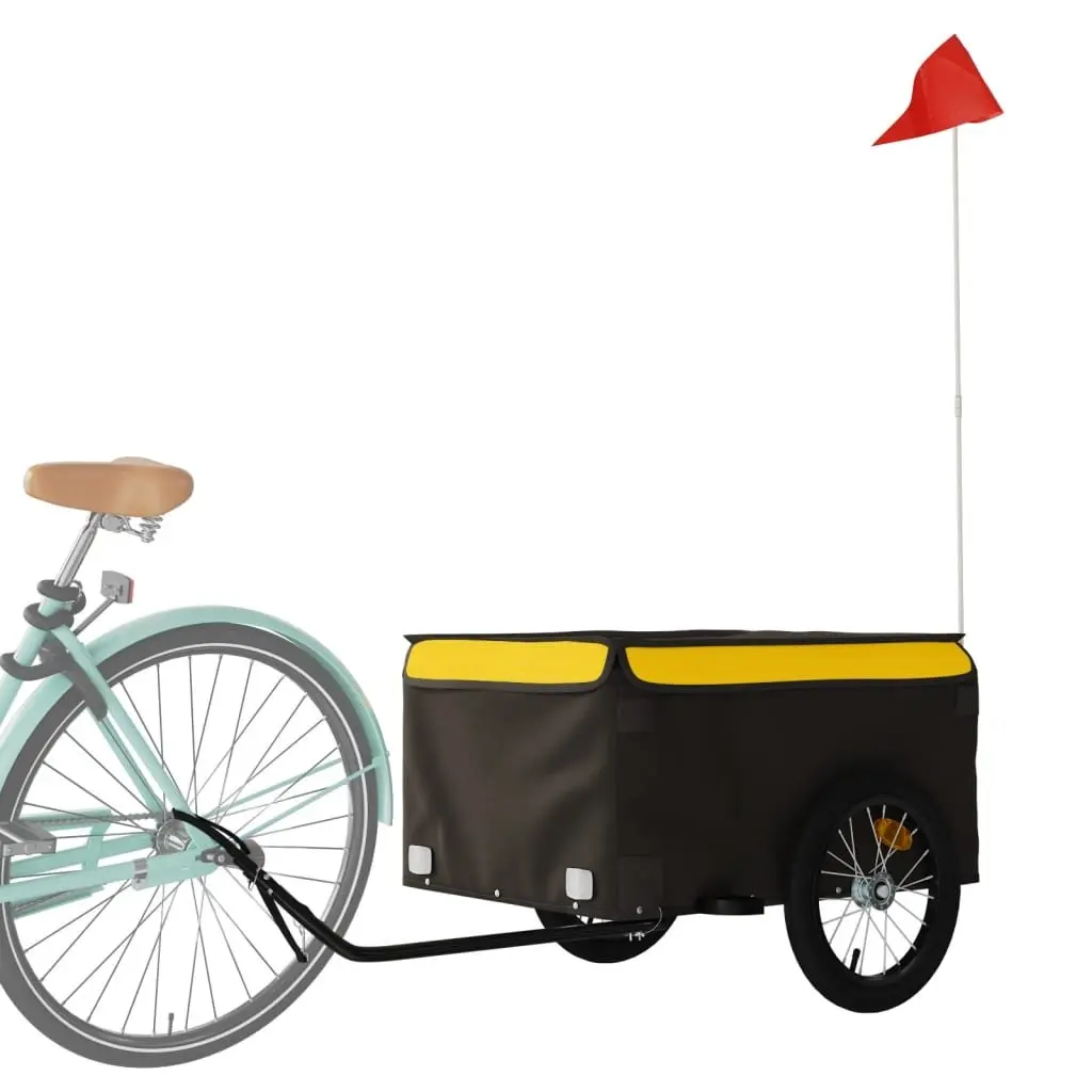 Bike Trailer Iron 45kg Yellow and Black Heavy Duty Cargo Transport