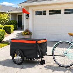Heavy-Duty Iron Bike Trailer with 45kg Capacity in Orange and Black