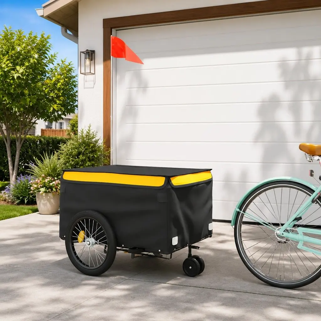 Yellow Cargo Bike Trailer with 45kg Capacity
