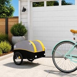 Bike Trailer 30 kg Load Capacity Cargo Cart Bicycle Hauling Yellow Black Iron