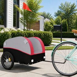 Heavy Duty Red Iron Bike Trailer for Cargo Transport