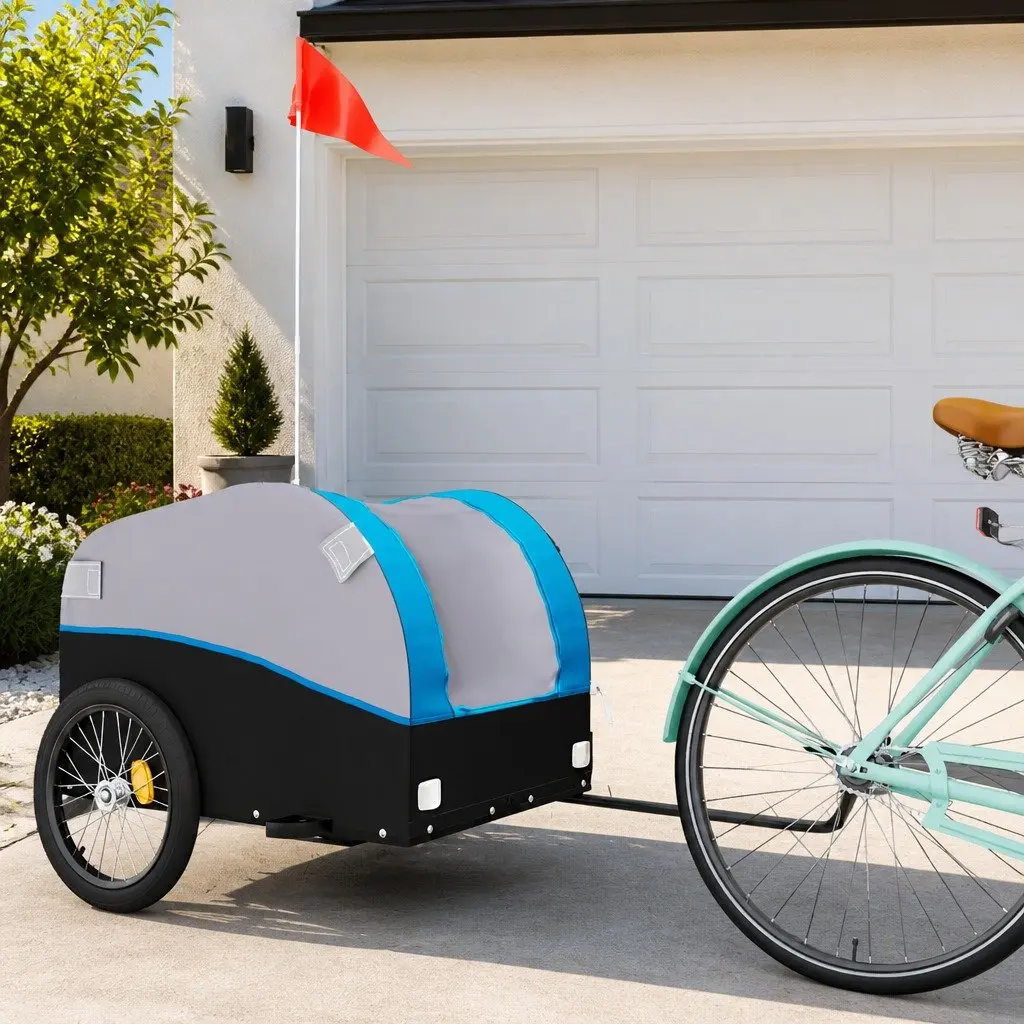 Blue Cargo Bike Trailer with 45kg Load Capacity