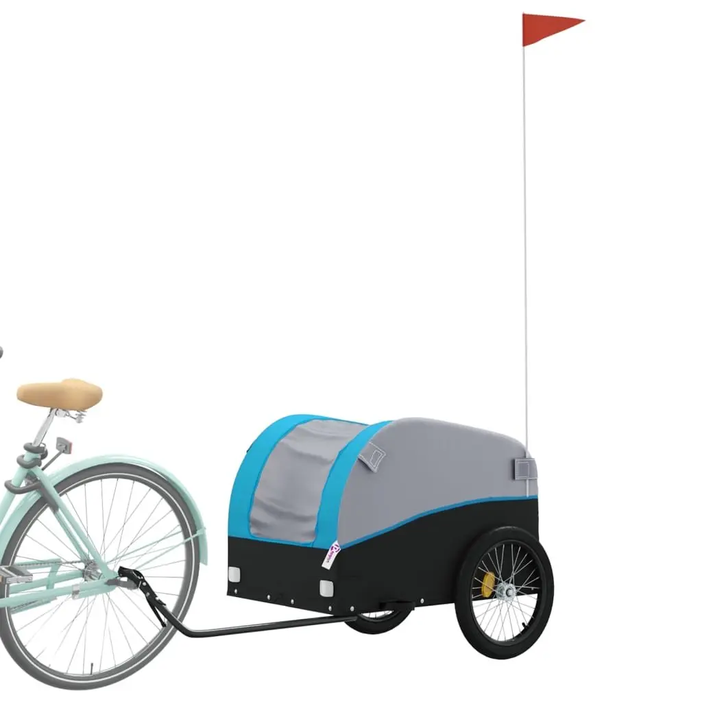 Bicycle Cargo Trailer Iron Frame Blue 45kg Load Capacity Accessory