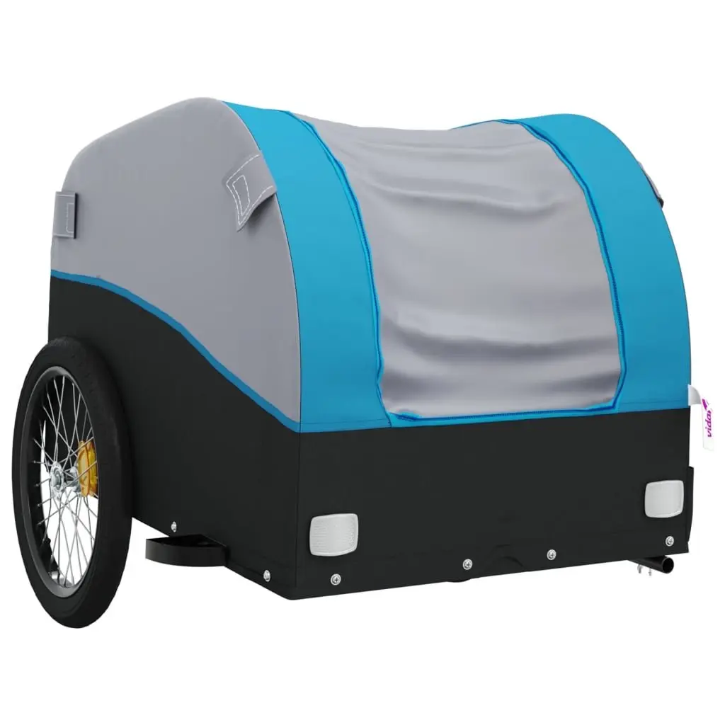 Bicycle Cargo Trailer Iron Frame Blue 45kg Load Capacity Accessory