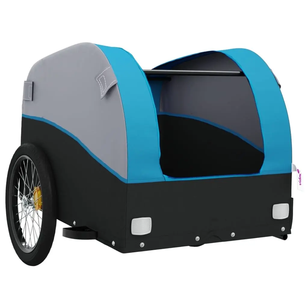Bicycle Cargo Trailer Iron Frame Blue 45kg Load Capacity Accessory