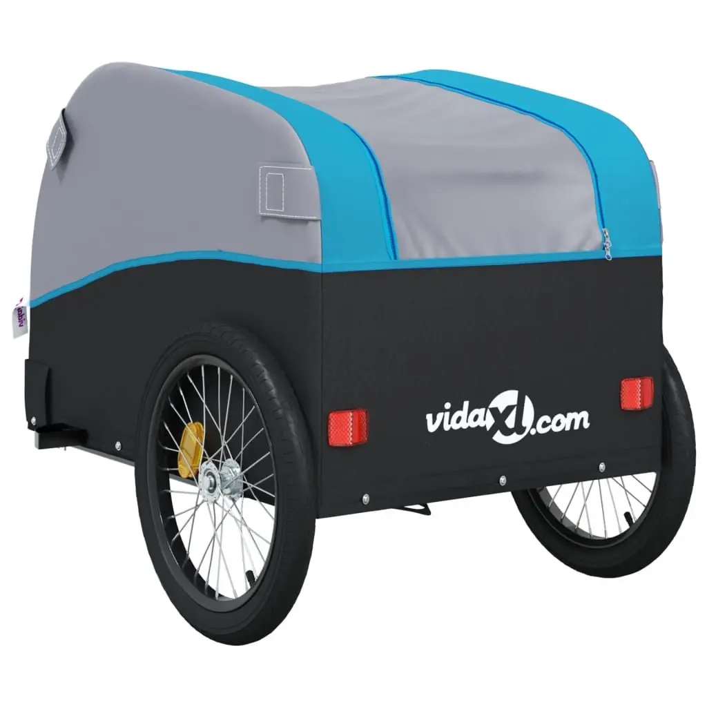 Bicycle Cargo Trailer Iron Frame Blue 45kg Load Capacity Accessory