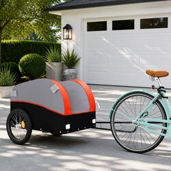 Heavy-Duty Bike Trailer with 45kg Capacity - Orange Black