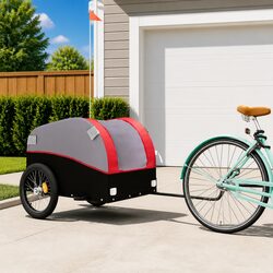 Heavy Duty Red Iron Bicycle Cargo Trailer 45kg Load