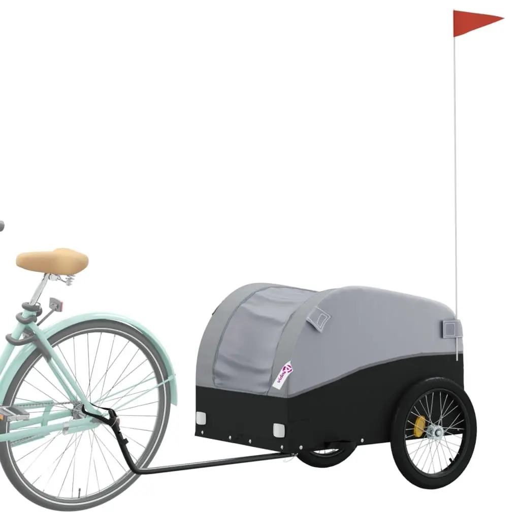 Bike Trailer Iron Grey Cargo Cart 45kg Load Capacity