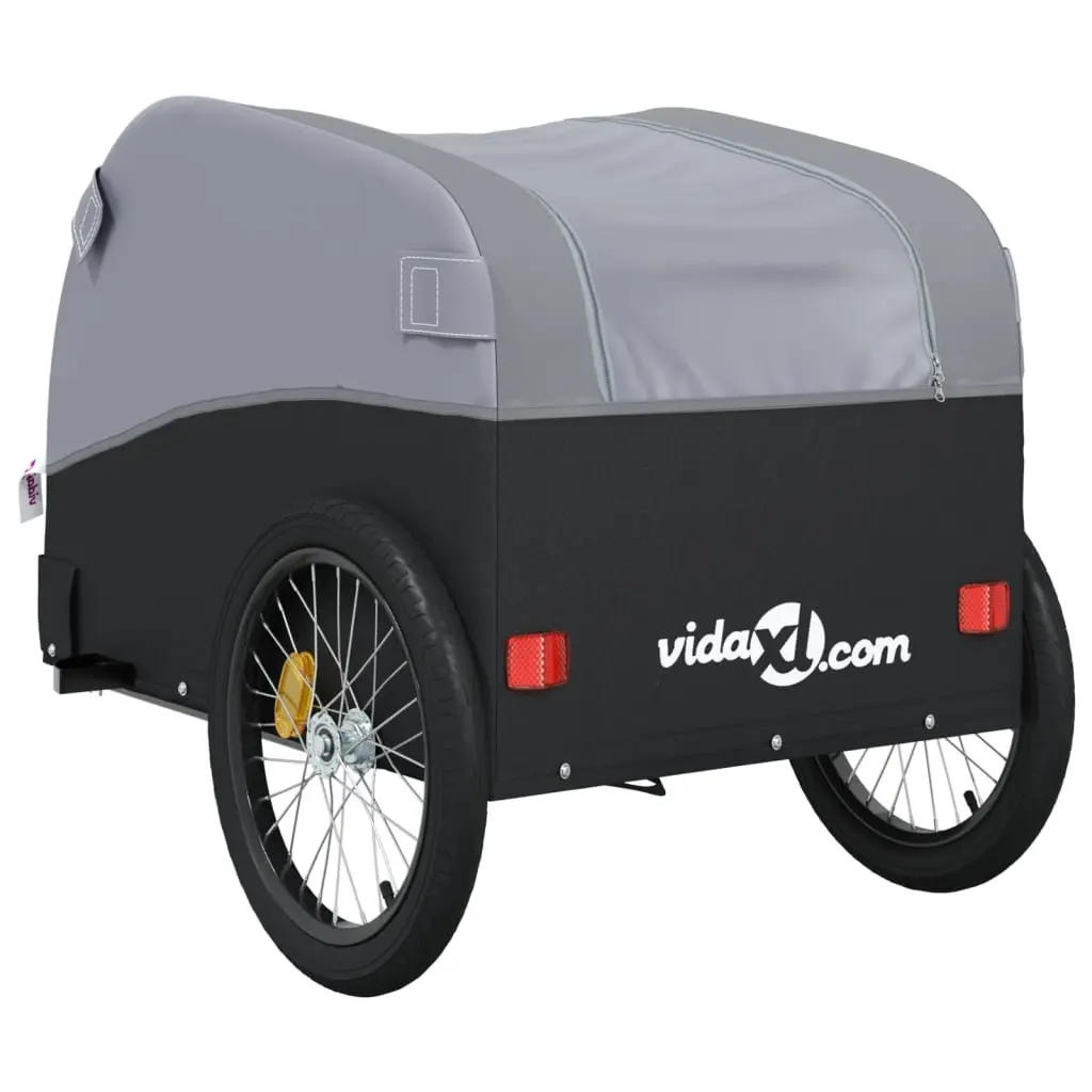 Bike Trailer Iron Grey Cargo Cart 45kg Load Capacity