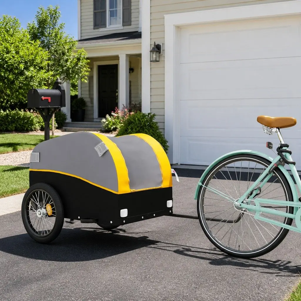 Yellow Cargo Bike Trailer with 45 kg Load Capacity