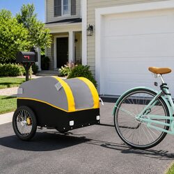 Yellow Cargo Bike Trailer with 45 kg Load Capacity