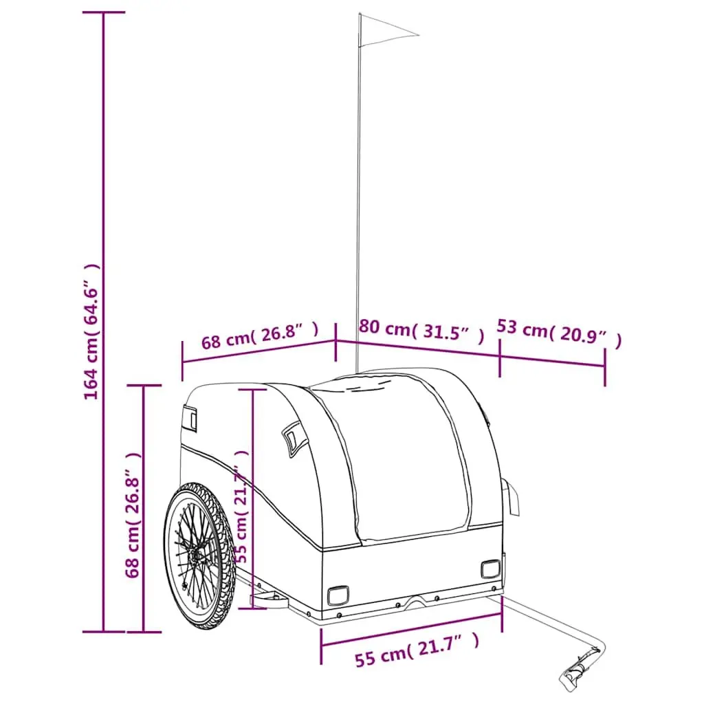 Bike Trailer Iron Yellow Cargo Cart 45 kg Load Capacity