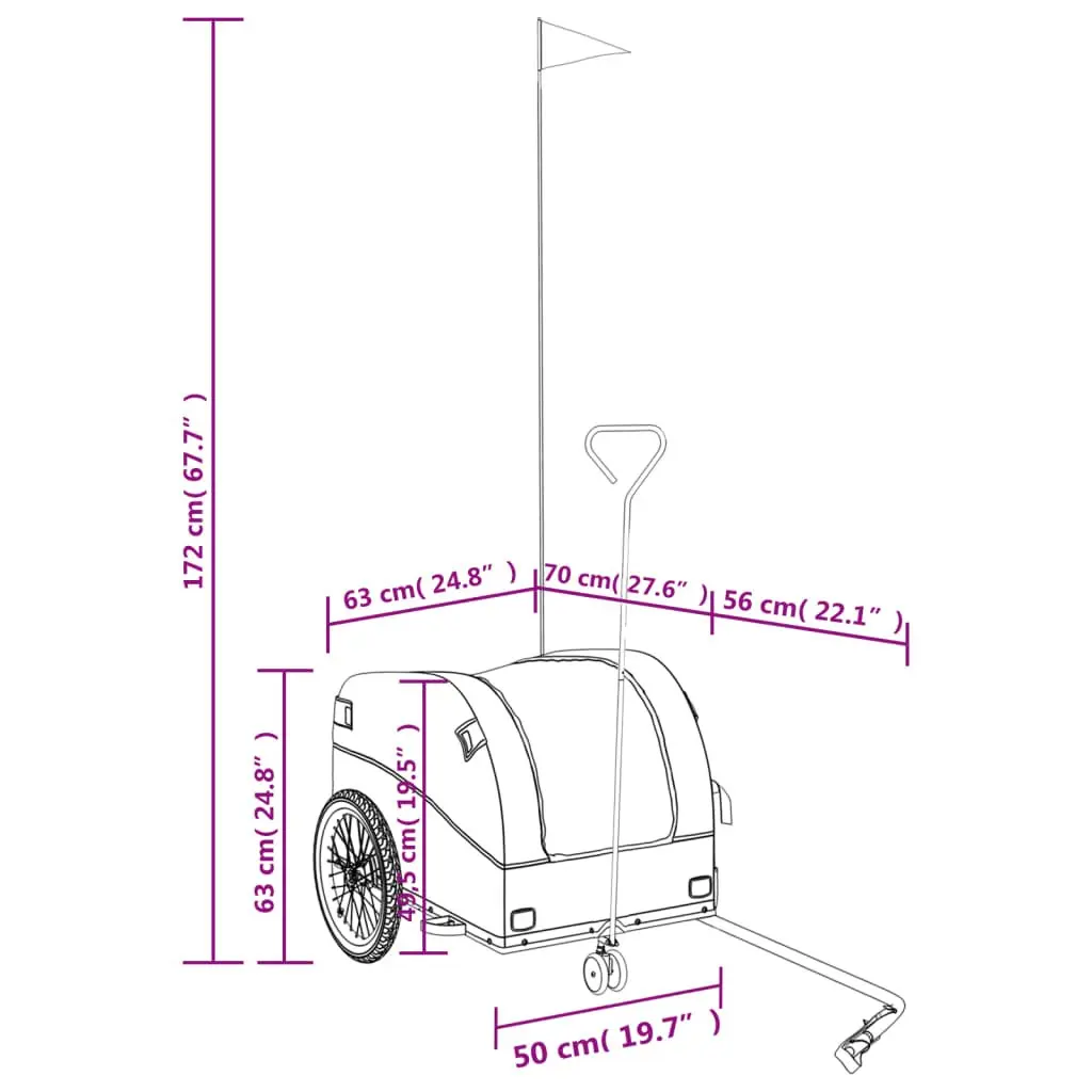 Bike Trailer 45kg Load Capacity Heavy Duty Cargo Transport Bicycle Hauler