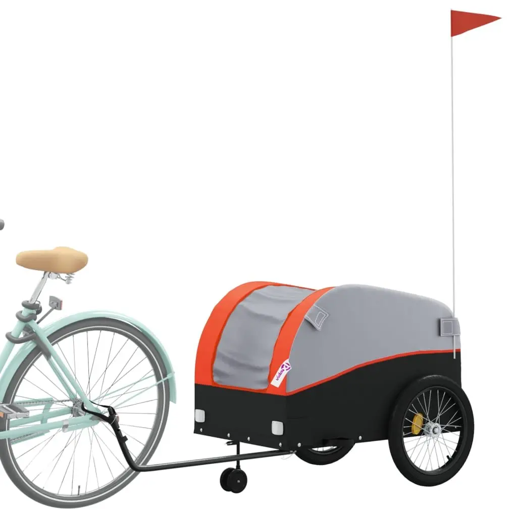Bicycle Cargo Trailer Iron Orange 45kg Load Capacity