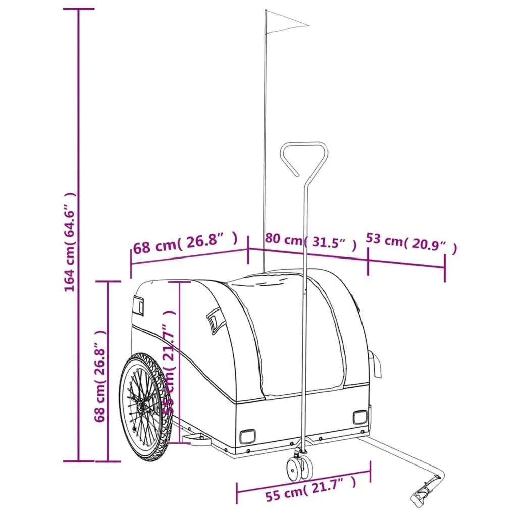 Bicycle Cargo Trailer Iron Orange 45kg Load Capacity