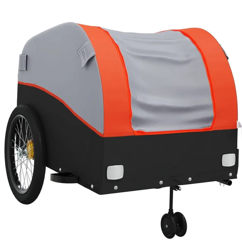Bicycle Cargo Trailer Iron Orange 45kg Load Capacity
