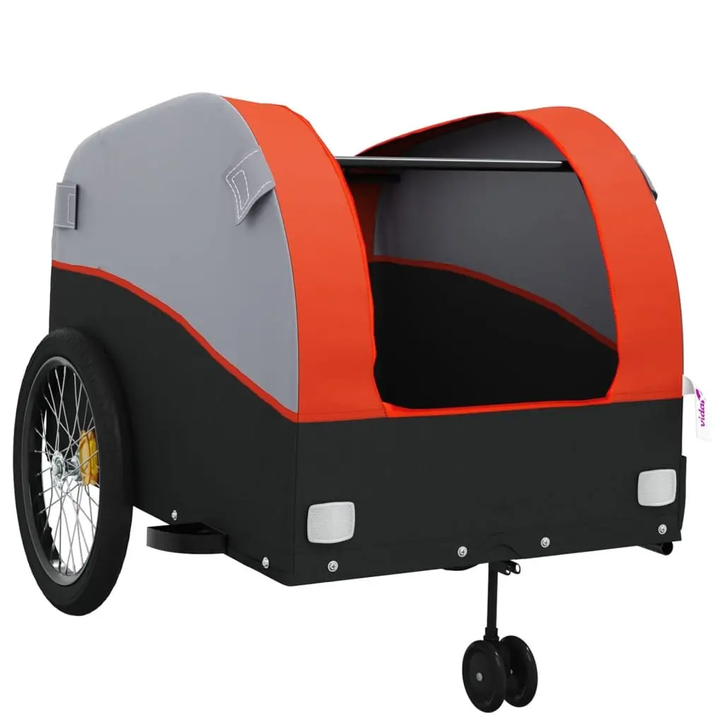 Bicycle Cargo Trailer Iron Orange 45kg Load Capacity