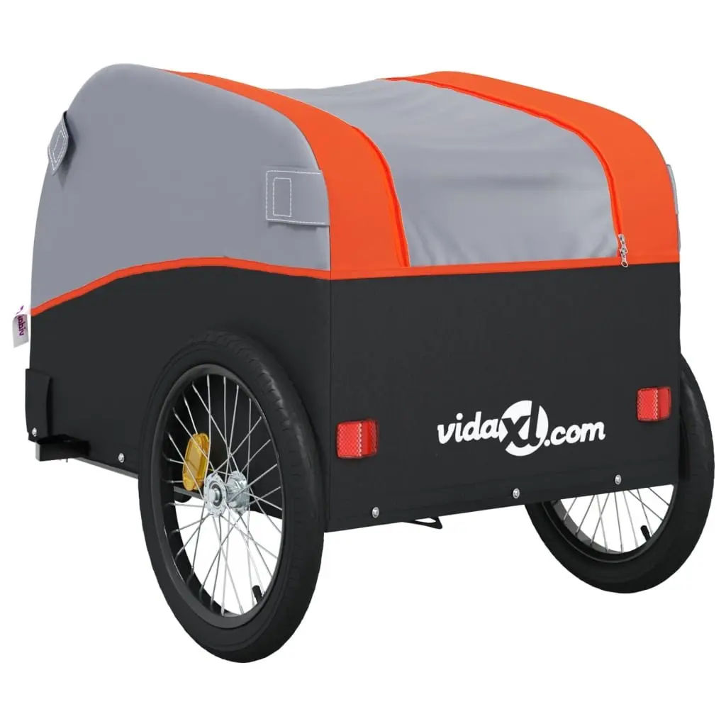 Bicycle Cargo Trailer Iron Orange 45kg Load Capacity