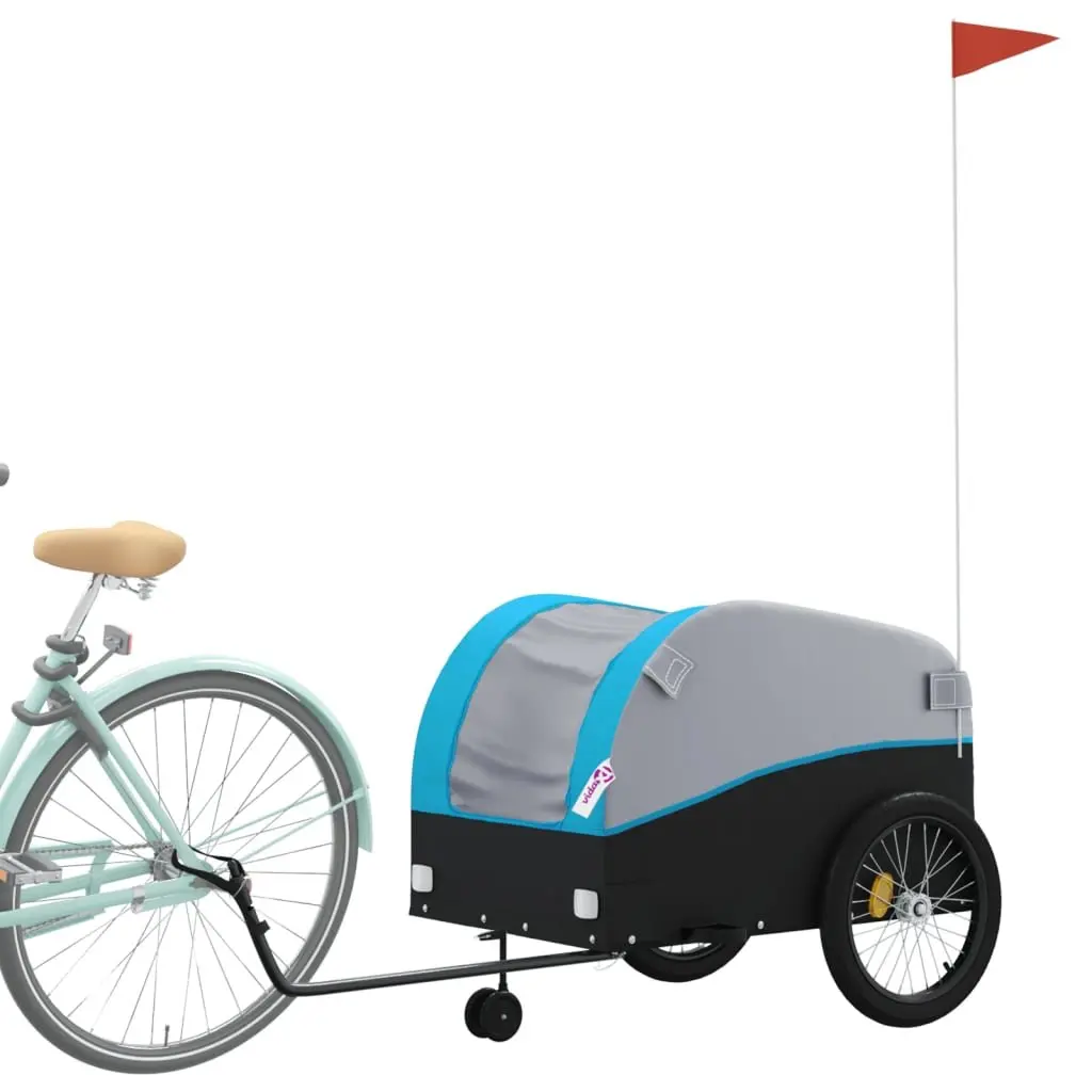 Bike Trailer Iron Heavy Duty Cargo Cart 45kg Load Capacity Blue