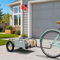 Grey Oxford Fabric Bike Trailer with Iron Frame for Cargo