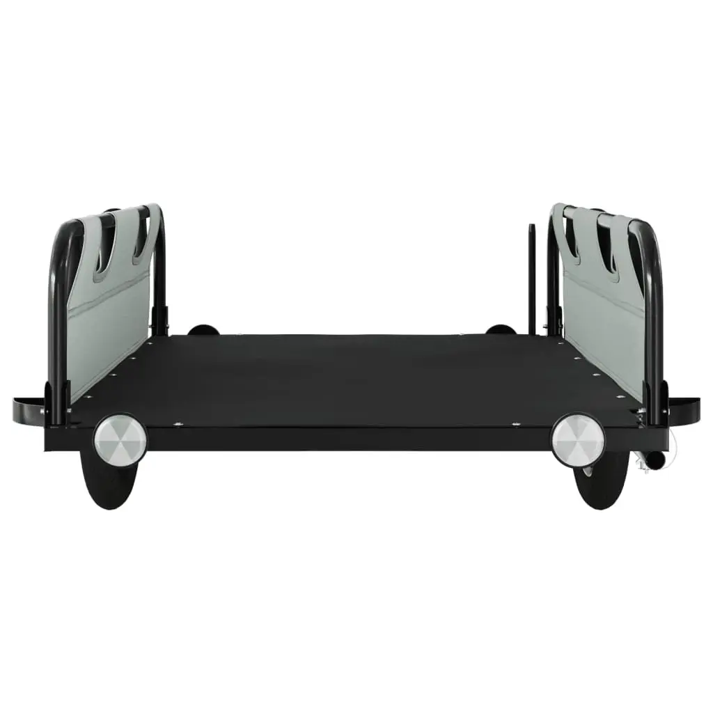 Grey Bicycle Trailer with Iron Frame and Two Wheels