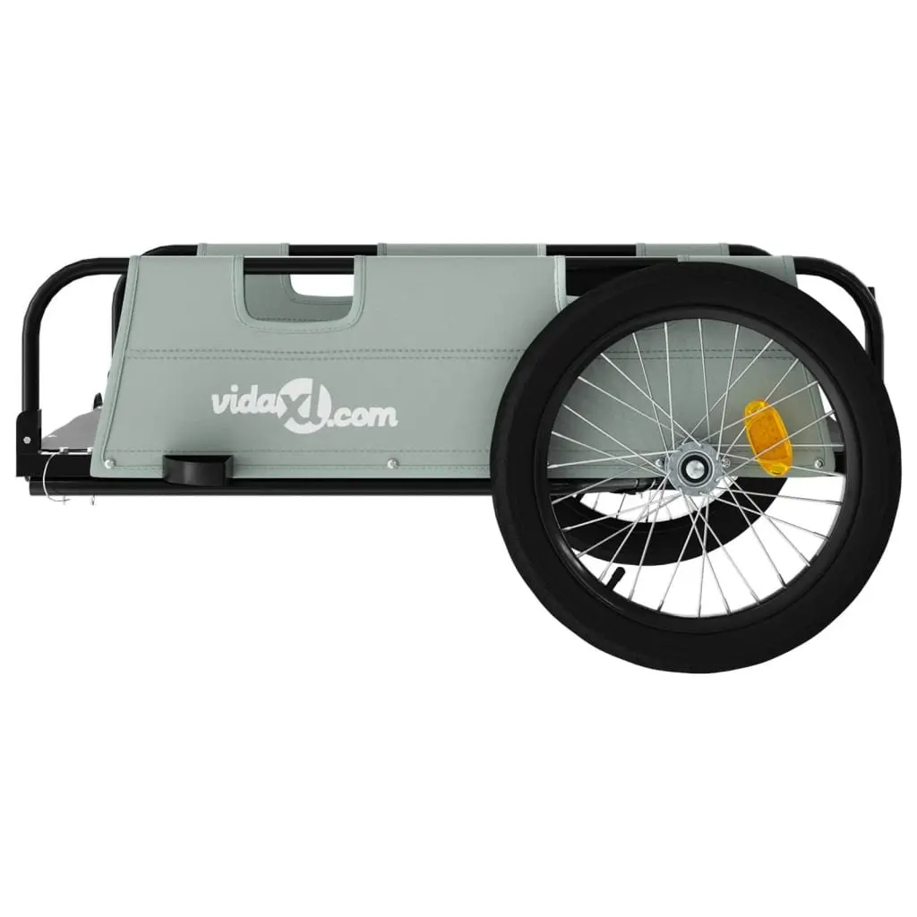 Grey Bicycle Trailer with Iron Frame and Two Wheels