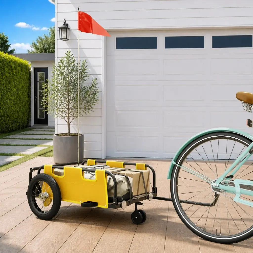 Yellow Oxford Fabric Bike Cargo Trailer