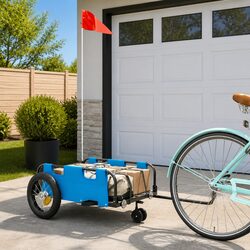 Durable Blue Bike Trailer with Oxford Fabric and Iron Frame