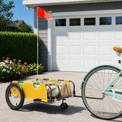 Yellow Oxford Fabric Bicycle Trailer with Iron Frame