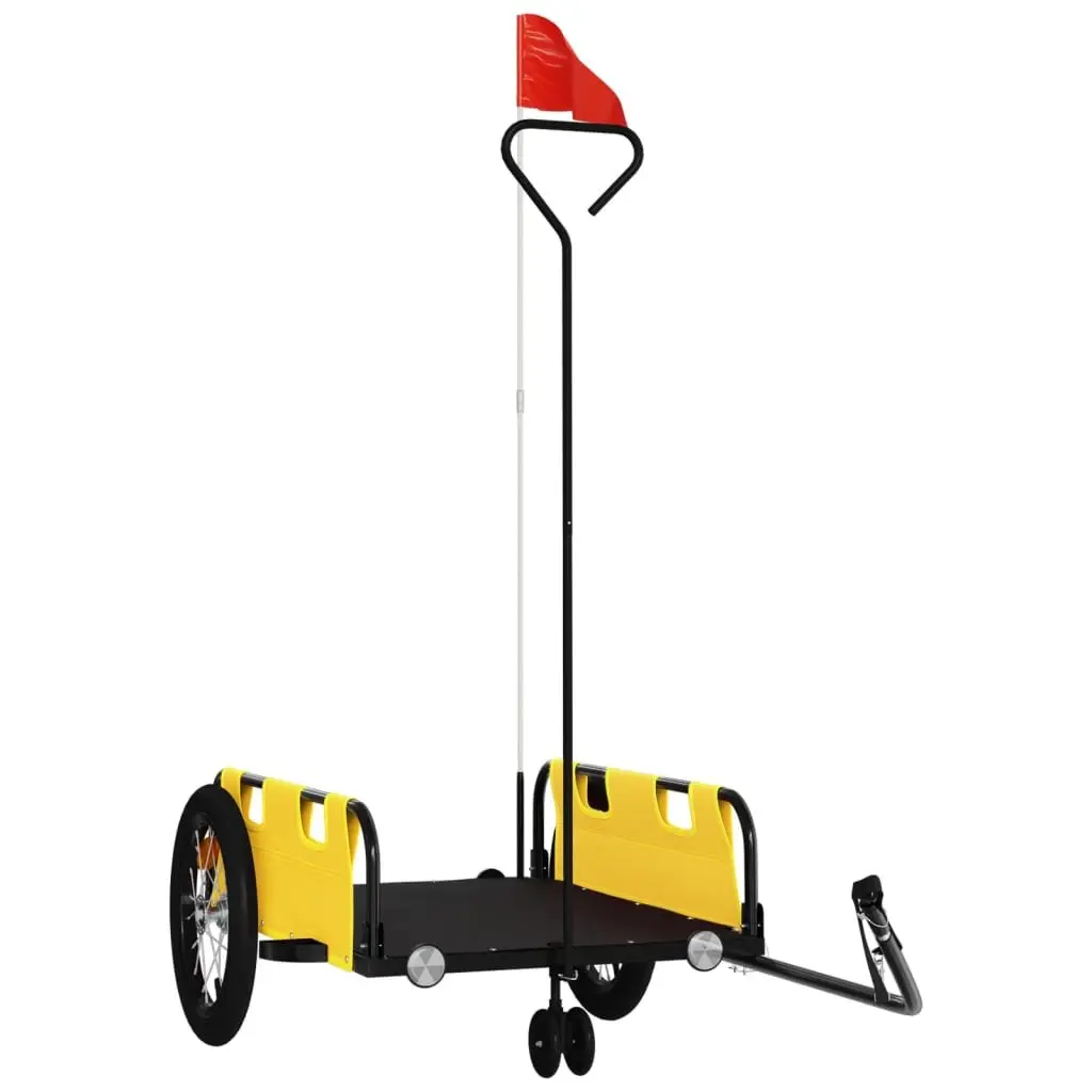 Bicycle Trailer Oxford Fabric Yellow Iron Frame Cargo Cart Transport