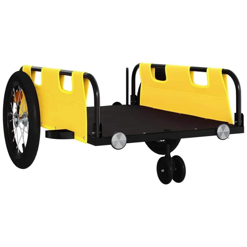 Bicycle Trailer Oxford Fabric Yellow Iron Frame Cargo Cart Transport