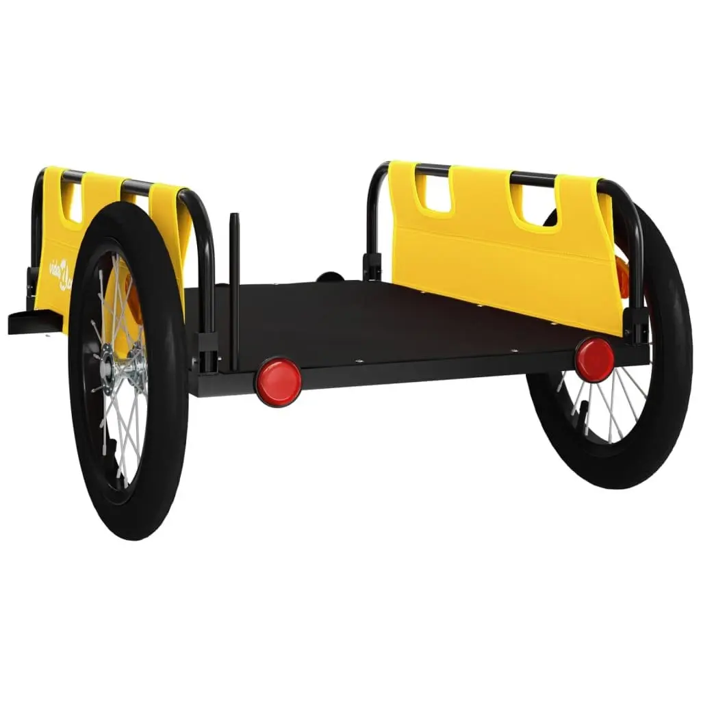 Bicycle Trailer Oxford Fabric Yellow Iron Frame Cargo Cart Transport