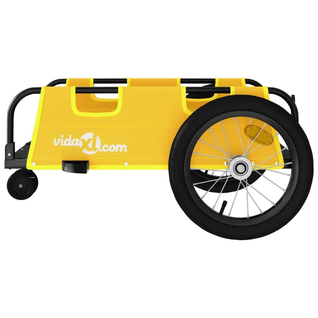 Bicycle Trailer Oxford Fabric Yellow Iron Frame Cargo Cart Transport