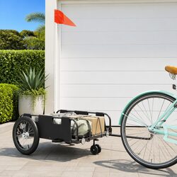 Sturdy Black Bike Trailer with Oxford Fabric Cargo Bed
