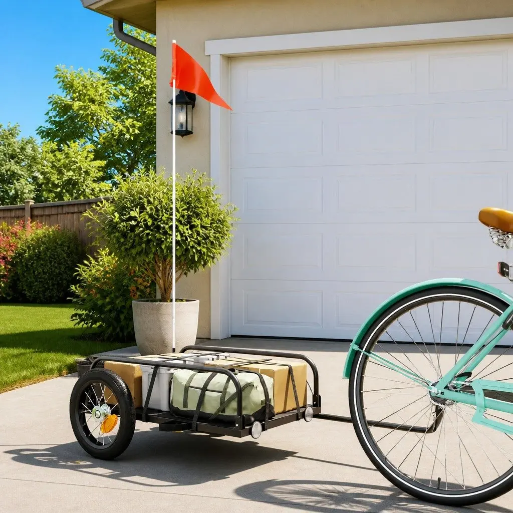 Heavy Duty Black Iron Bike Trailer for Cargo Transport