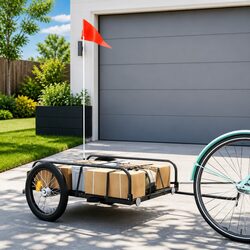 Bike Trailer Black Iron Heavy Duty Cargo Cart Bicycle Hauling Luggage Transport