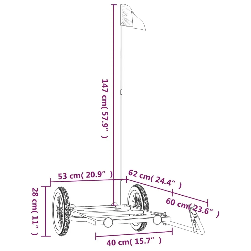 Heavy Duty Black Iron Bike Trailer for Cargo Transport