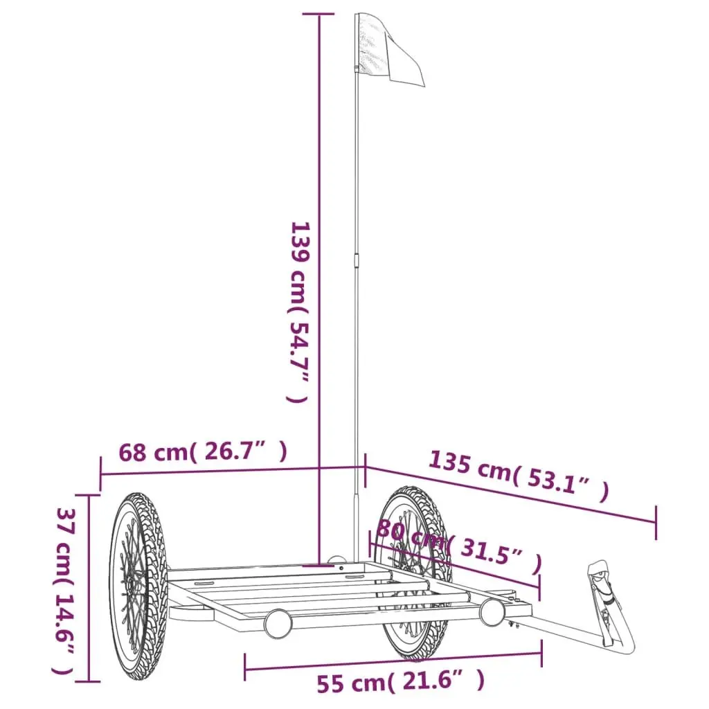 Bicycle Cargo Trailer Iron 135x68x37cm Black