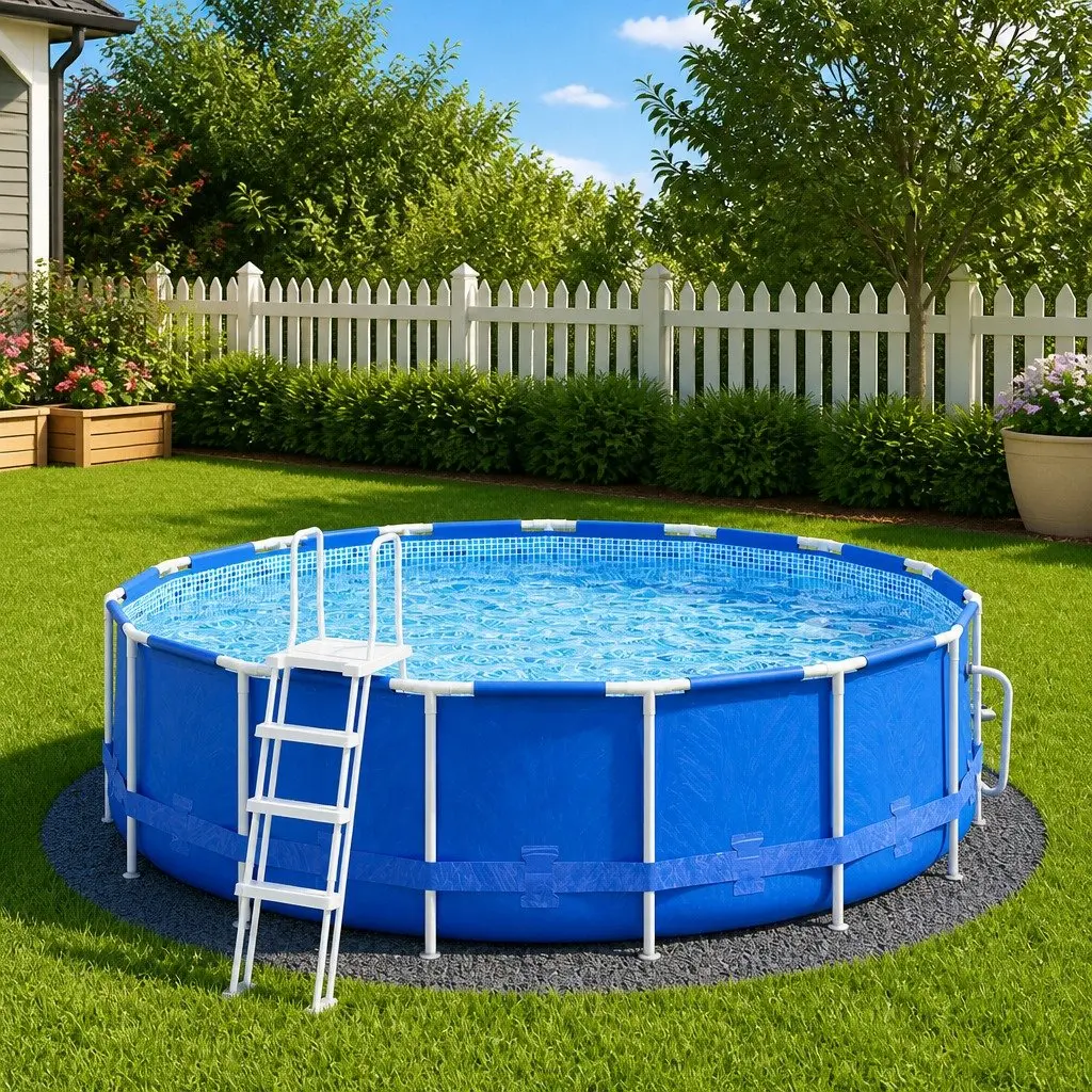 Light Grey Pool Ground Cloth 306cm Round Geotextile Mat