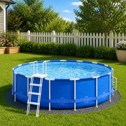 Light Grey Pool Ground Cloth 306cm Round Geotextile Mat