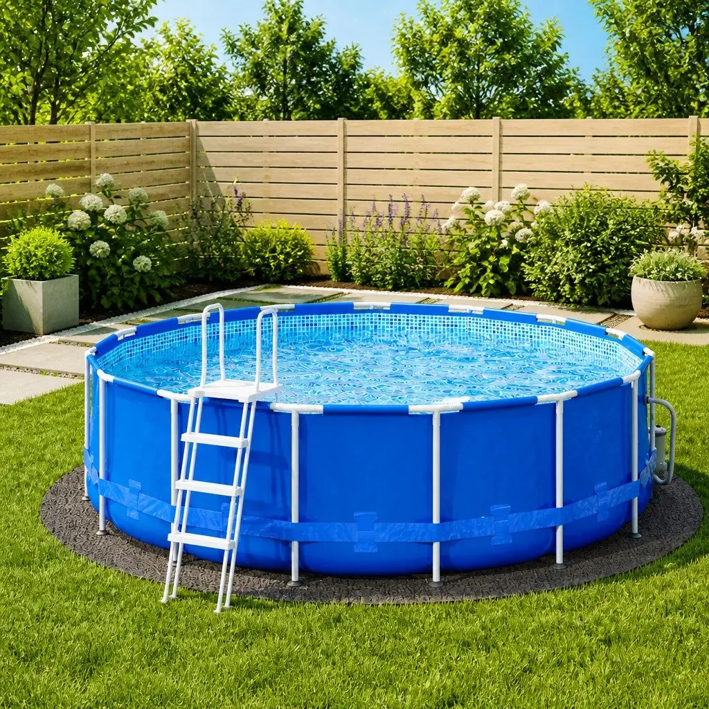 Pool Ground Cloth Grey Ø428cm Polyester Geotextile Liner Protection Cushioning