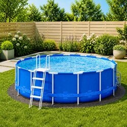 Pool Ground Cloth Grey Ø428cm Polyester Geotextile Liner Protection Cushioning
