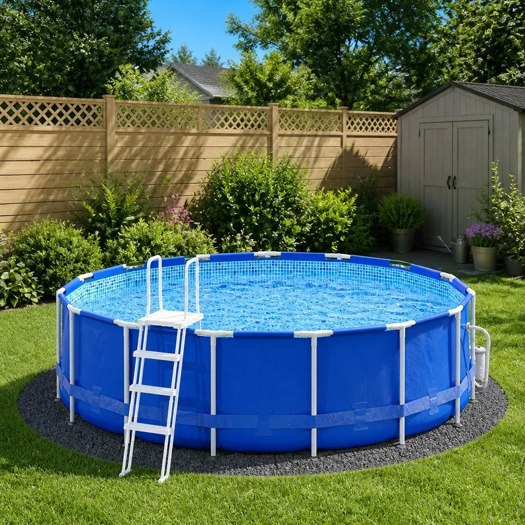 Light Grey Circular Pool Ground Cloth Ø458 cm