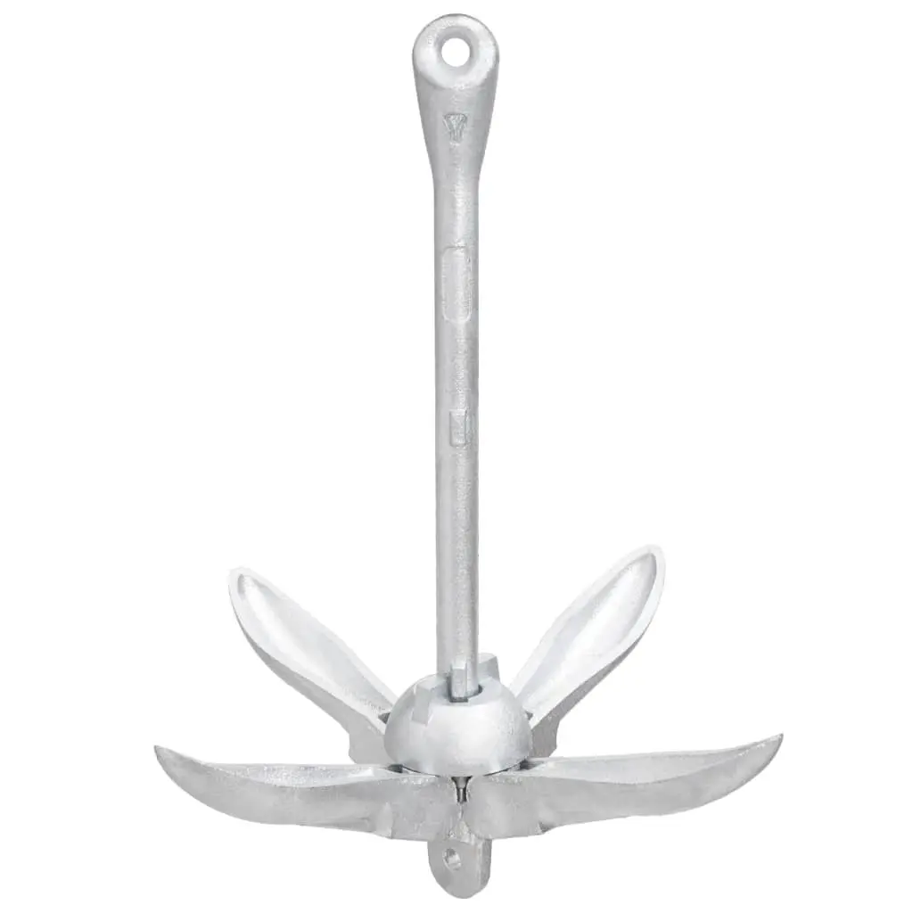 4kg Silver Cast Iron Folding Anchor with 4-Claw Grapnel