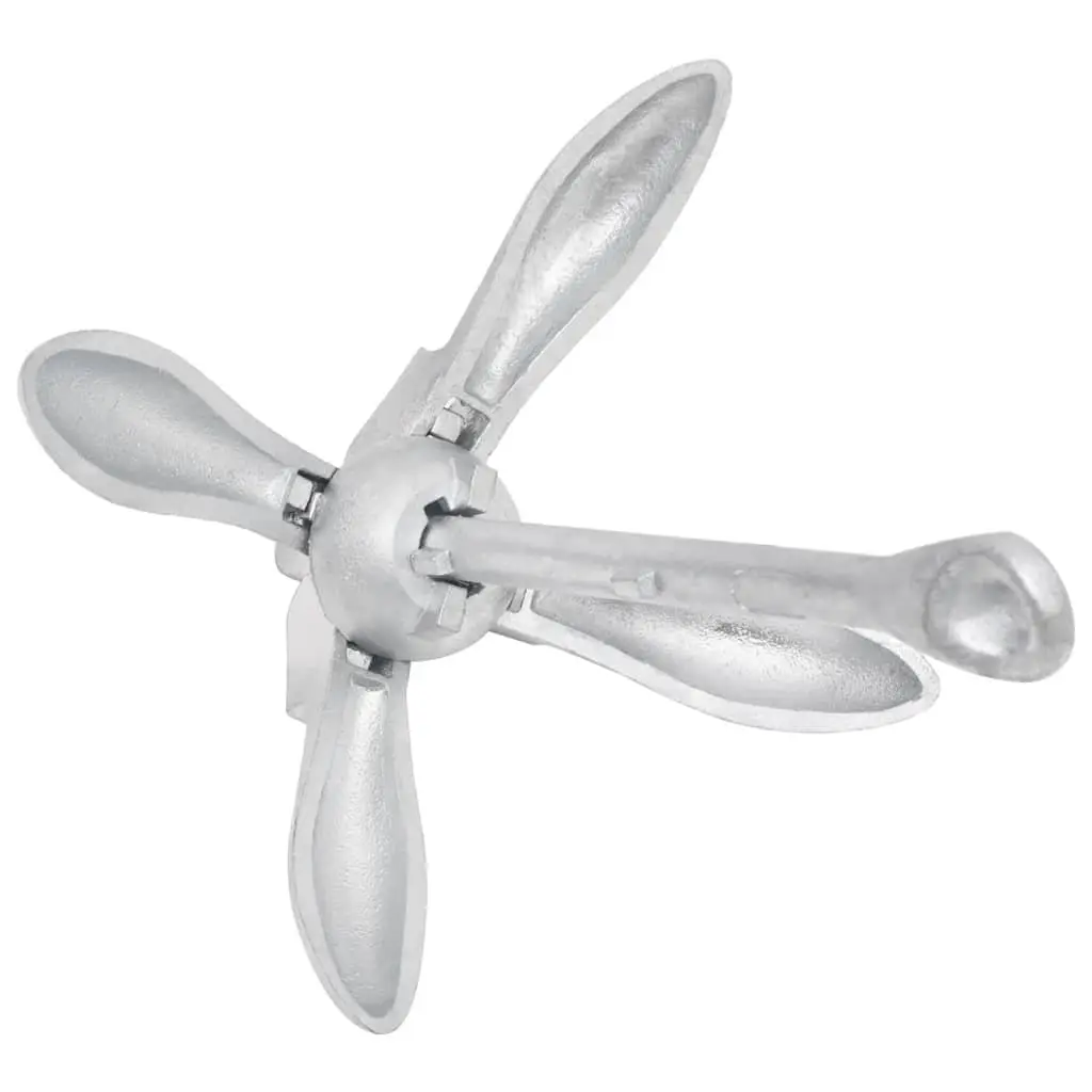 4kg Silver Cast Iron Folding Anchor with 4-Claw Grapnel