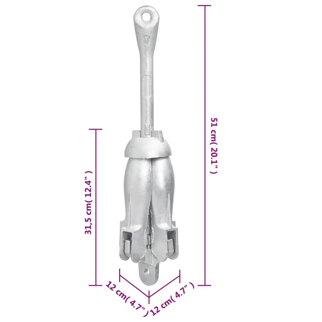 6 kg Silver Cast Iron Folding Anchor for Secure Docking