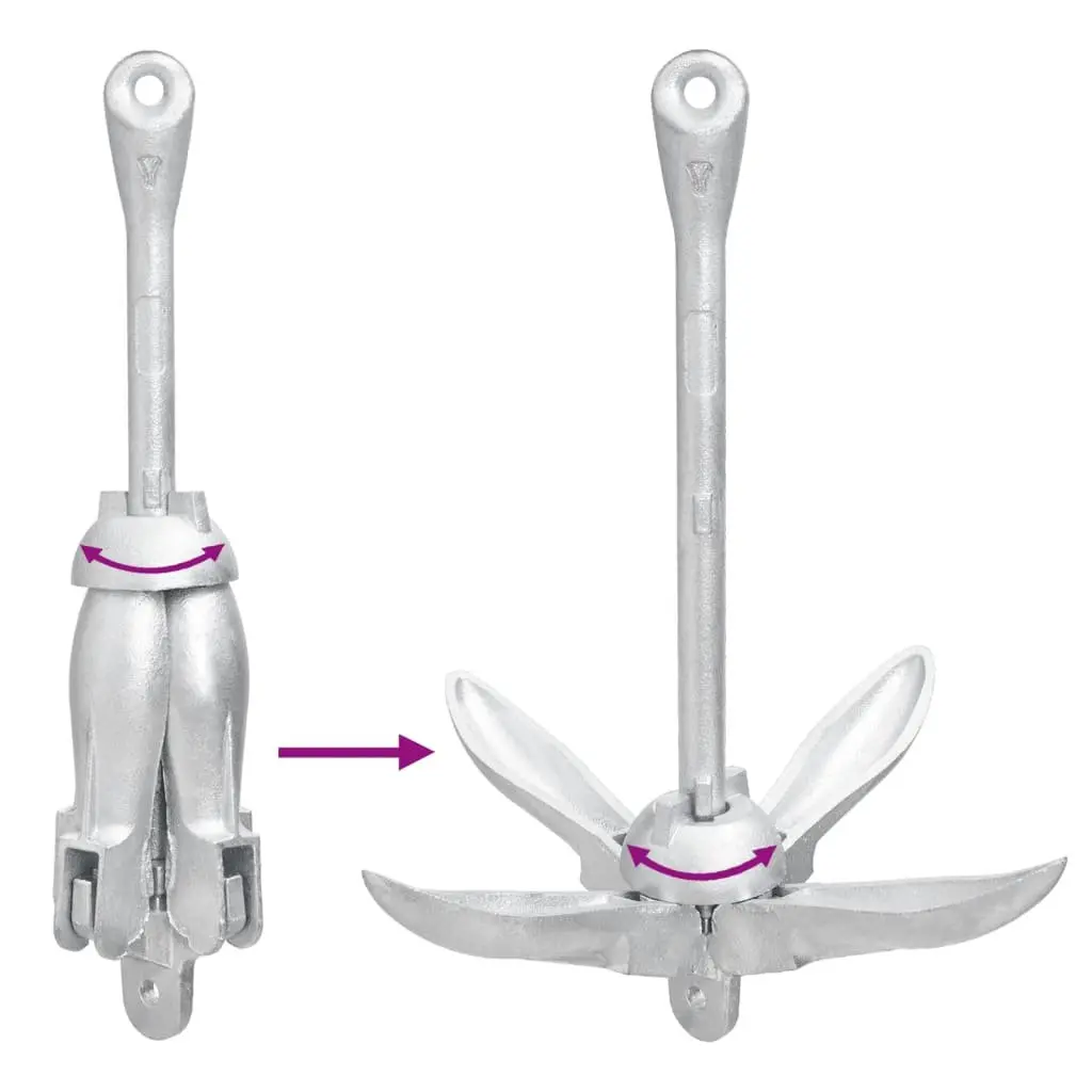 8 kg Silver Cast Iron 4-Claw Grapnel Anchor