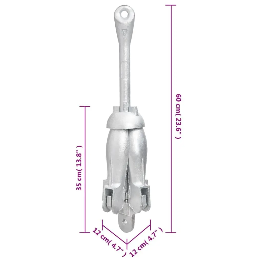 8 kg Silver Cast Iron 4-Claw Grapnel Anchor