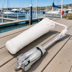 High-Quality Folding Anchor with Rope – 6 kg Silver